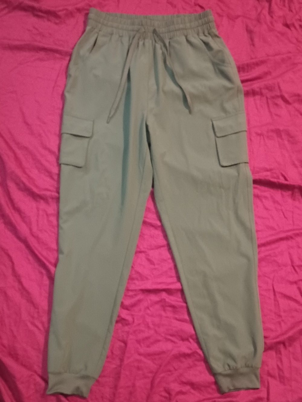 Ci Sono Womans Olive Green Cargo Joggers w/ Drawstring & Pockets Size S Like New
